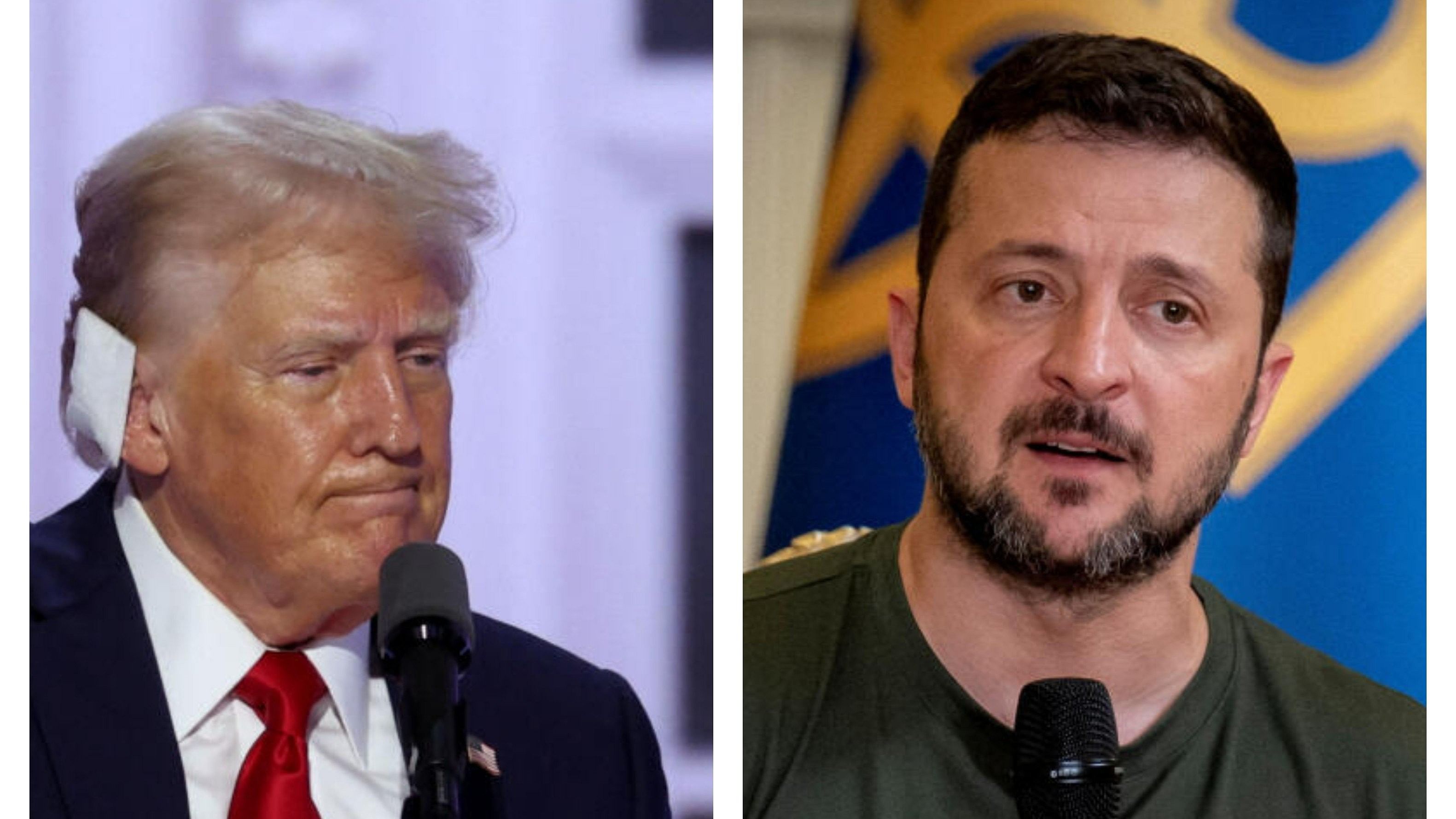 <div class="paragraphs"><p>Republican presidential nominee and former US President Donald Trump and&nbsp;Ukraine's President Zelenskyy (R).</p></div>